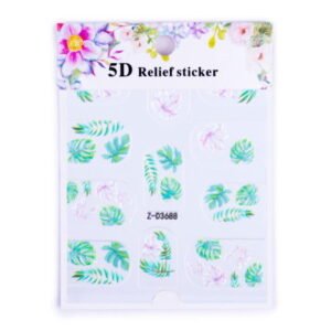 5D nálepka na nechty  3688 - listy a kvety