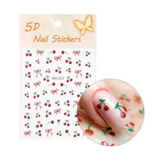 5D samolepiace nálepky na nechty s čerešňovým motívom MO-272
