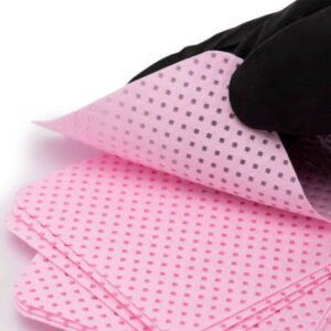 Bezprašné perforované tampóny na nechty v ružovej farbe, veľkosť 5×5 cm