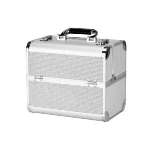 Elegantný strieborný kozmetický kufrík 44 so zámkom