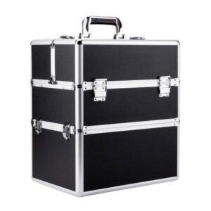 Kosmetický kufřík XXL černý se stříbrným kováním