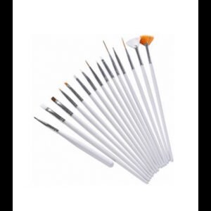 Sada štětců pro nail art bílá 15 ks
