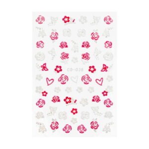 Samolepicí 3D valentýnské nálepky na nehty - květiny CO-038