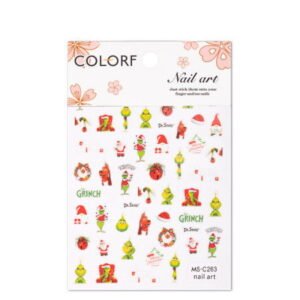 Samolepicí vánoční nálepky na nehty - Grinch MS C263