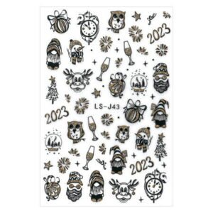 Vánoční nálepky na nehty vločky a koule J43