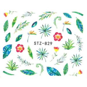 Vodonálepky na nehty kvítky a lístky STZ-829