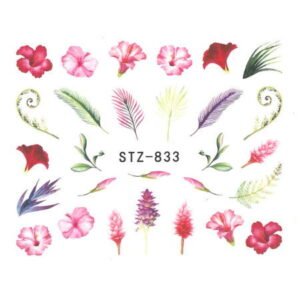 Vodonálepky na nehty kvítky a lístky STZ-833