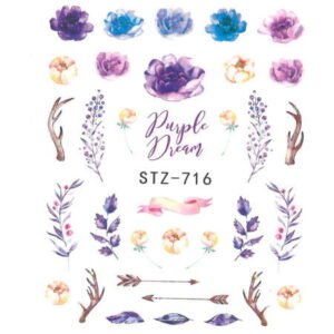 Vodonálepky na nehty motiv květiny STZ-716